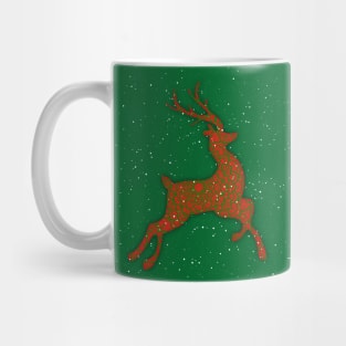 Red Flying Reindeer Mandala in the Green Sky Mug